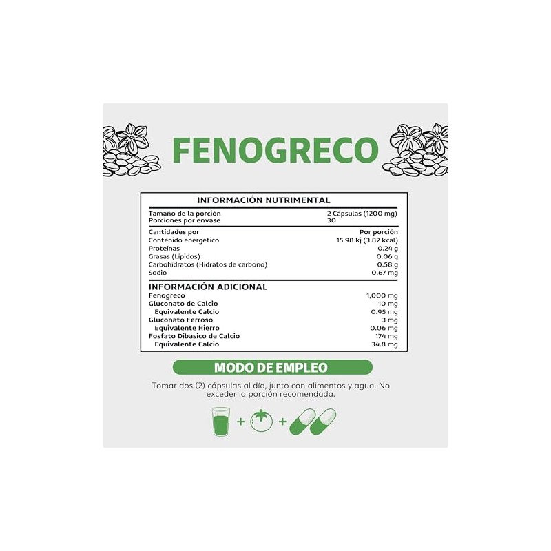 Beyond Vitamins Fenogreco 1000mg Reforzado Calcio Hierro Vegano Rellenos Fenugreek
