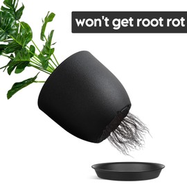 Plant Pots 8 Inch Set of 4, Flower Pots with Multi Mesh Drainage Holes, Planters for Indoor Outdoor Garden Plants and Flowers (Black)