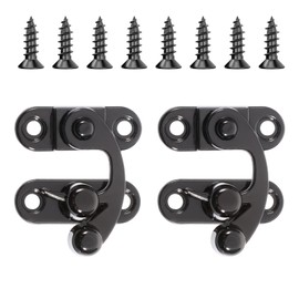 Small Hasp Latches 2 Sets Antique Hook Hasp Latch Right Toggle Hasp Hook Padlock Hasp Hooks Lock with Mounting Screws for Furniture Wooden Box Jewelry Case Cabinet - Vintage Black Style