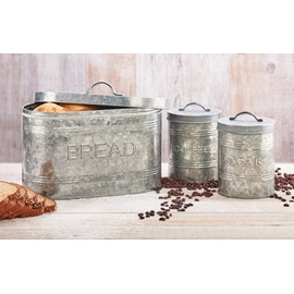 Amici Home Rustic Kitchen Collection Coffee Relief Galvanized Metal Storage Canister, Food Safe, 76 Fluid Ounce Capacity