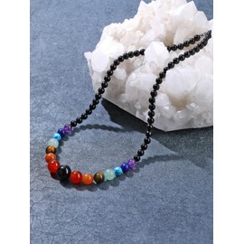 Jovivi 7 Chakra Necklace for Women Natural Chakra Gemstone Black Obsidian Healing Crystal Yoga Mala Beads Necklace Engery Reiki Crystal Beaded Necklace Jewelry Mothers Day Birthday Gift