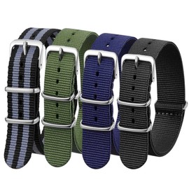 Verbstel Nylon Watchband Replacement Quick Release Heavy Buckle Watchstraps for Men Women (18MM, Black Gray/Green/Blue/Black)