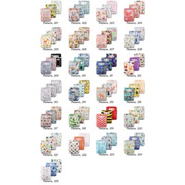 Littles & Bloomz, Reusable Pocket Cloth Nappy, Fastener: Hook-Loop, Set of 3, Patterns 302, with 3 Microfibre Inserts