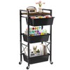 3 Tier Rolling Utility Cart with Drawer, Plastic Drawer Storage