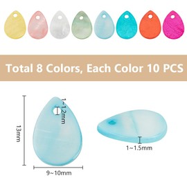 PH PandaHall 80 Pieces 8 Colours Natural Shell Pendants, Teardrop Shell Charms Beads Water Drop Shell Beads Pendants for Crafts, Home Decoration, Necklace, Bracelet, Earrings, Shell