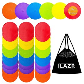 ILAZR 36 Pcs Non Slip Agility Markers Poly Spots, 4.72 inch Floor Dots Spot Markers for Classroom Dance Sports Soccer Basketball Speed Agility Training 6 Color Sport Markers