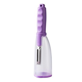 Multi-functional Kitchen Peeler with Storage, Pink, Anti-splash Design for Fruits, Vegetables, Fish Scales, Potato with Integrated Container