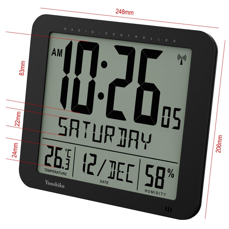 Youshiko Jumbo Large Radio Controlled Wall Clock (UK & Ireland