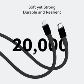 TEGIC Silicone Cable USB-C to C (3FT) 60w Fast Charging Cable for iPhone16 15/15 Pro/15 Plus/15 Pro Max (USB-C to L, Black)