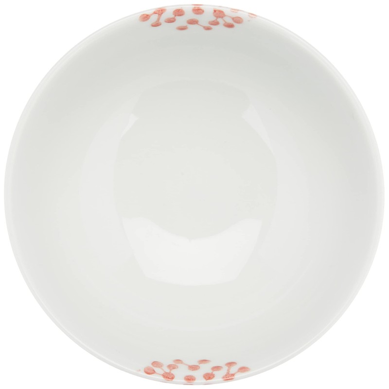 Hasamiyaki Tenryu Pottery Flower Rice Bowl, Red Flower