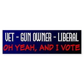 CafePress Vet Gun Owner Liberal (Bumper) 10"x3" Rectangle Vinyl Bumper Sticker Car Decal