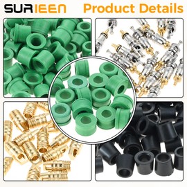 SURIEEN A/C 1/4" Charging Hose Gasket with Valve Core Kit, Air Conditioning Valve Core Kit Repair Tool with Valve Core Remover (101PCS