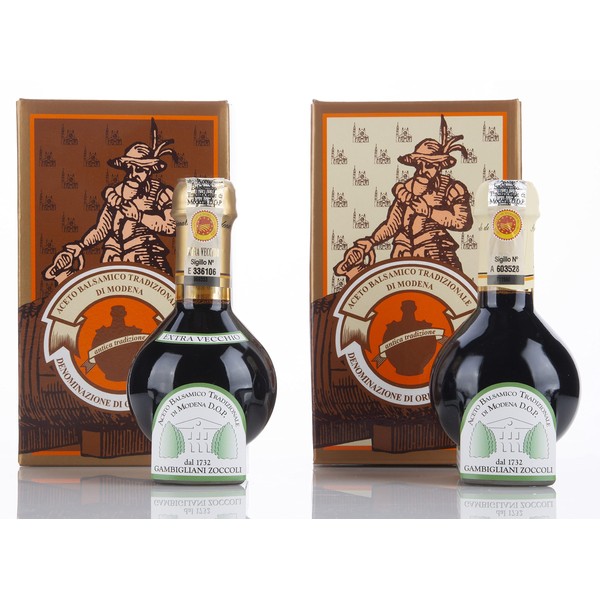 Acetaia Gambigliani Zoccoli - Duet of Traditional Balsamic Vinegar of Modena D.O.P. 2 bottles of 100 ml of ABTM minimum 12 and over 25 years of aging