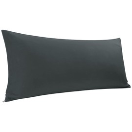 PiccoCasa Body Pillow Cover Egyptian Cotton Bolster Pillow Cases - 300 Thread Count Super Soft and Breathable Long Body Pillowcase with Zipper Closure Black 20"x54"/ 4.6ft
