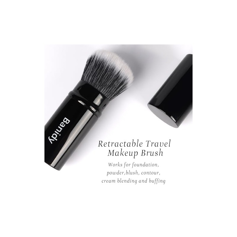 Banidy Brocha Maquillaje Kabuki Brochas Faciales Retráctiles Viajes Rubor Portátil