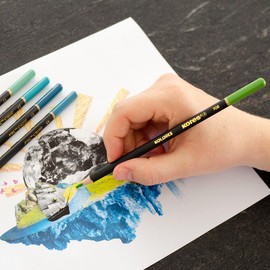 Kores - Kolores Selection, 50 Triangular Shape Colouring Pencils - Coloured Pencils with Soft Lead, Triangular Shape, FSC Wood - Set of 50 Assorted Colouring Pencils in Metal Case