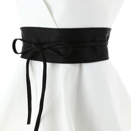 Fashiongen Women's Waist Belt Wide Obi Belt MICA (Ceinture Mica) - black, size: xxl