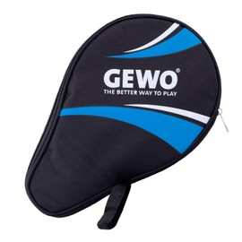 GEWO Master Round Case with Ball Compartment - Robust Table Tennis Bat Cover for One Racket and 3 Balls - Table Tennis Bag with Padded Racket Compartment - Single Table Tennis Bat Bag, 30 cm, Blue
