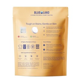 BLUELAND Laundry Detergent Tablets, Starter Set, 60 Count with Tin, Plastic-Free Eco-Friendly Pods, Sheets, Liquid Alternative - Fragrance Free and Clear, Natural, Gentle