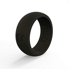 QALO Men's Classic Q2X Rubber Silicone Ring, Rubber Wedding Band, Breathable, Durable Rubber Wedding Ring for Men, 8.5mm Wide 2.5mm Thick, Black, Size 8