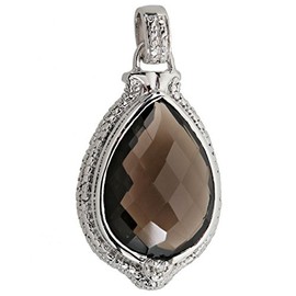 Harry Ivens Women's Pendant 925 Sterling Silver with Smoky Quartz and White Topaz, Sterling Silver, Quartz