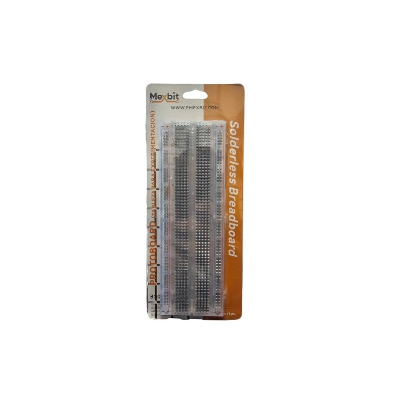 MEXBIT 2pcs Paquete 2 Protoboard Blanco 830 Puntos Transparente, proyectos