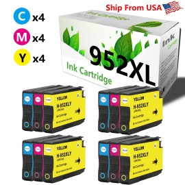 For HP 12PK 952XL Ink Cartridge for Officejet Pro-8710 8720 8740 Printer