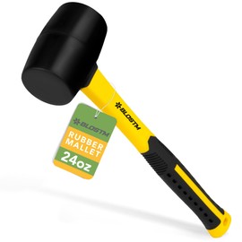 BLOSTM Heavy Duty Rubber Mallet - 24oz. Solid Rubber Mallet Hammer for Slabs, Bricklaying, Tent Pegs, Tiling, Paving Mallet - 32cm Rubber Hammer Mallet (Leaves no Marks) with Non-Slip Grip (24oz)