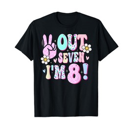 Peace Out Seven I'm 8 Eight Year Old Girl 8th Birthday T-Shirt