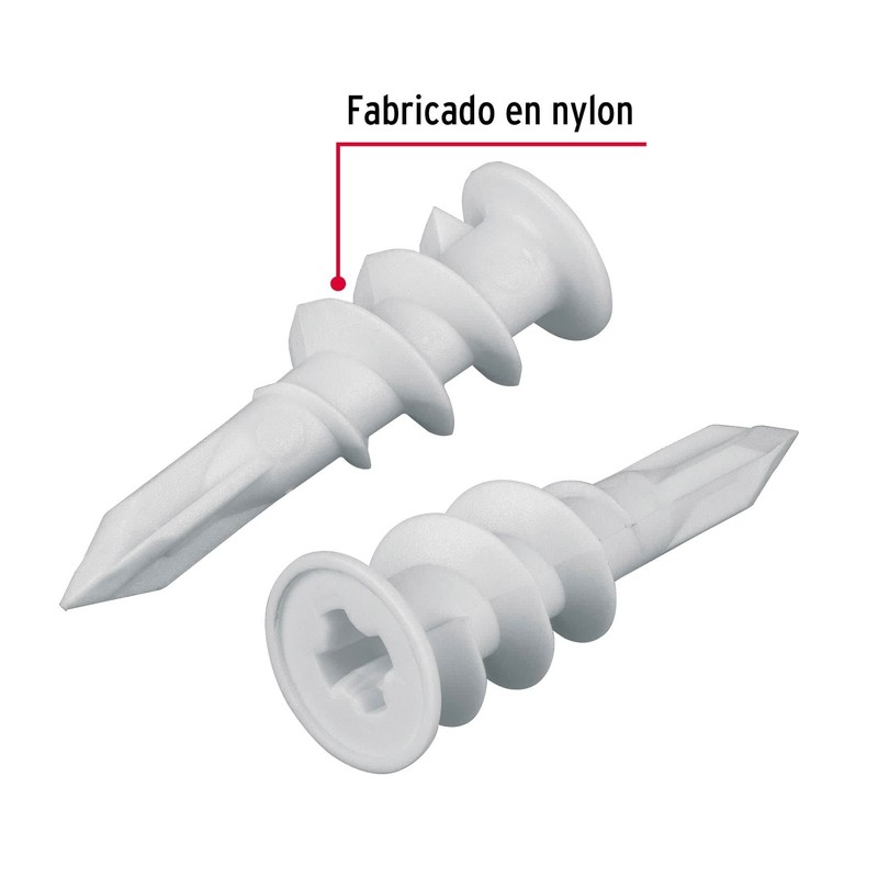 Fiero TAQ-1/2TP, Bolsa con 100 taquetes de plástico 1/2", para