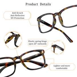 LifeArt Blue Light Blocking Glasses with Spring Hinge, Anti Eyestrain, Computer Reading Glasses, Gaming Glasses, TV Glasses for Women Men, Anti Glare (Amber, 2.00 Magnification)