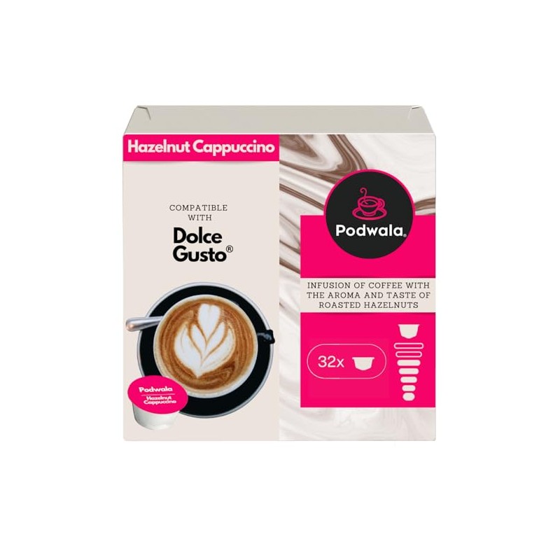 Podwala Dolce Gusto Compatible Hazelnut Cappuccino Pods - total of
