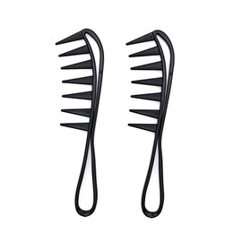 JZK 2x Extra wide tooth comb for wavy/curly hair, texture pompadour slickback detangling comb for men women, shark tooth hair comb for curls