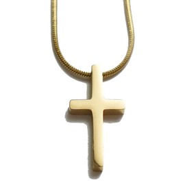 S.ROMZA Cross Necklace for Women Dainty 14K Gold Plated Small Cross Pendant Gold Letter Women's Simple Fashion Charm Necklace Jewelry Ladies Girl Gift (gold1)