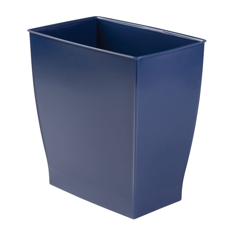 iDesign Small Rectangular Bathroom Trash Set of 2-Navy Blue Waste