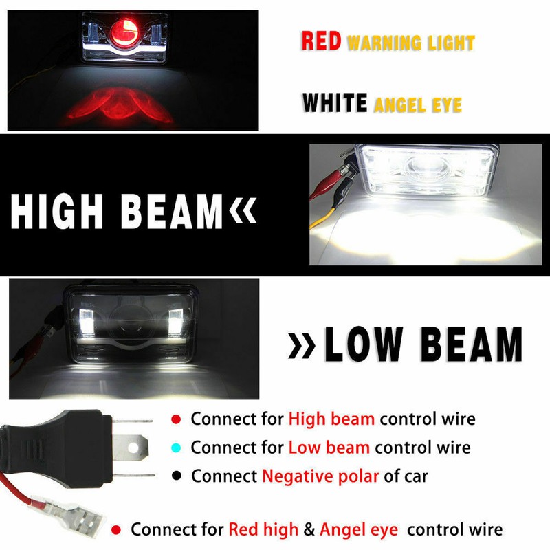 Truck Front Square LED Headlight with High Low Beam DRL