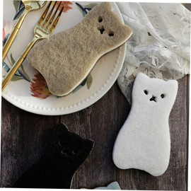 FRCOLOR 8Pcs Cat Shape Kitchen Bowl Cleaning Sponge Thicker Three Layers Cartoon Design Durable and Lightweight for Cleaning Bowls Cups and Pans Mixed Color