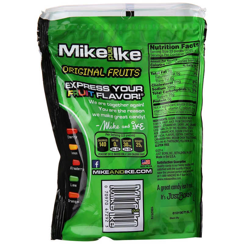 Mike & Ike Assorted Fruit Original Chew Candies, 10 oz