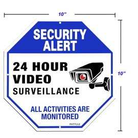 Security Camera Video Surveillance Signs Outdoor 10 X 10 in, UV Printed 40 Mil Rust Free Heavy Duty Aluminum, Weatherproof Security Signs for Home and Business