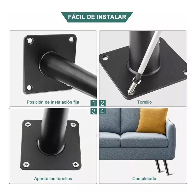 ROSALIABONILLA Patas De Metal De 40 Cm Para Muebles, Paquete