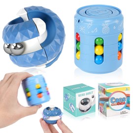 AUAUY Rotating Magic Bean Decompression Toy+Cube Bead Orbit Ball Maze, Fidget Hand Spinner Sensory Toy, Puzzle Games Creative Stress Relieve Toys for Kids Adults Birthday Christmas New Year Gift