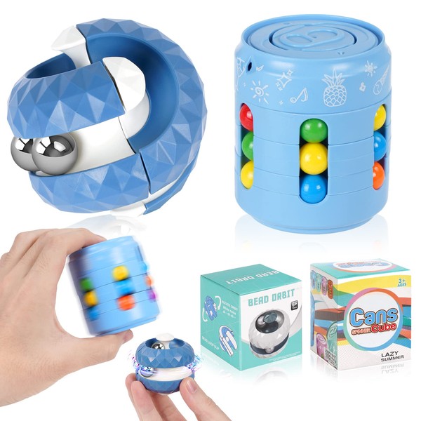 AUAUY Rotating Magic Bean Decompression Toy+Cube Bead Orbit Ball Maze,