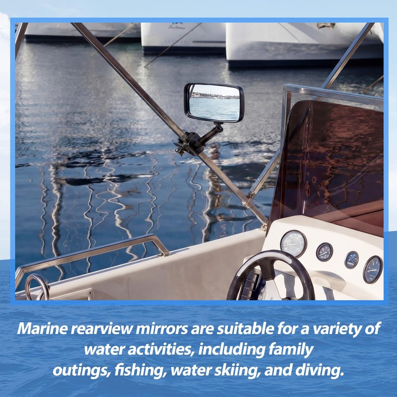 Outus Pontoon Boat Rear View Mirror with Telescoping Pole 10"