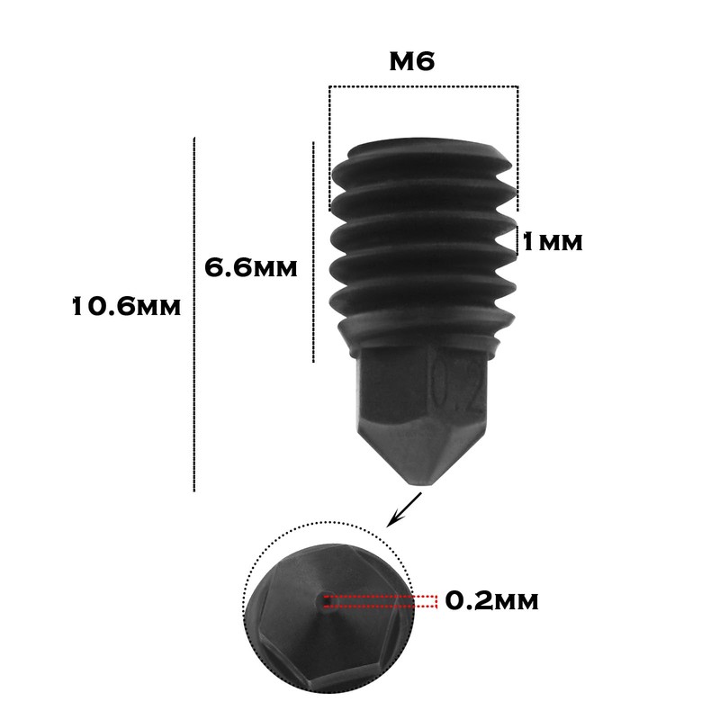 ECSiNG Hardened Steel Nozzles 0.2mm Compatible with Bambu Lab X1