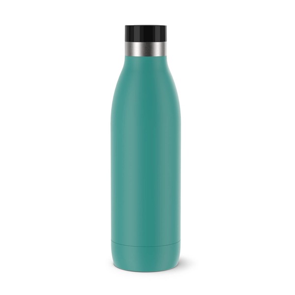 Emsa N31110 Bludrop Colour Drinking Bottle, 0.7 Litres, 100% Leak-Proof, Quick-Press Closure, Ergonomic 360° Drinking Enjoyment, 12 Hours Warm, 24 Hours Cool, Dishwasher Safe Stainless Steel, Petrol