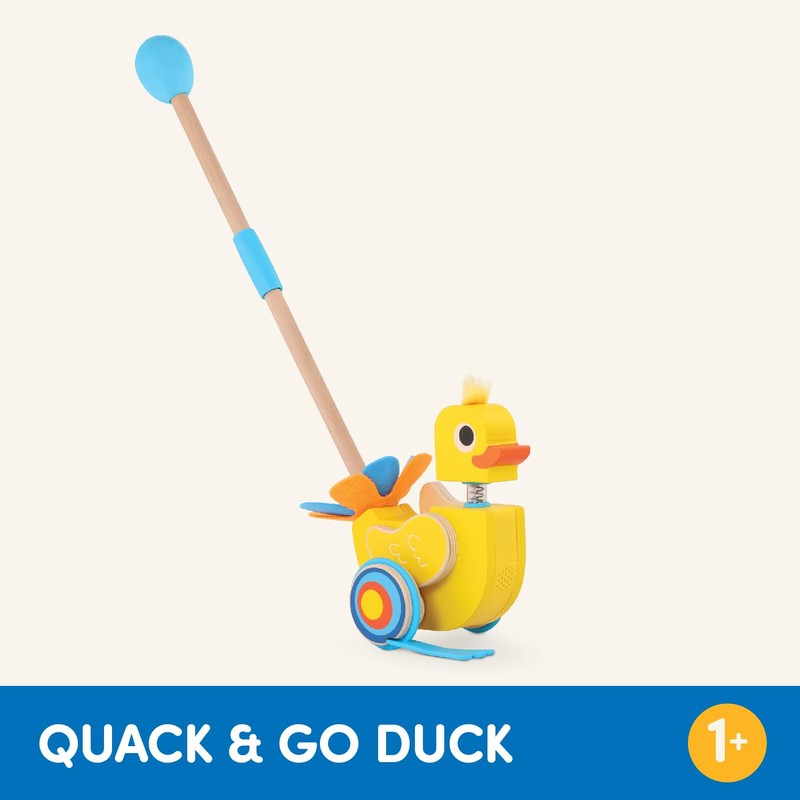 Battat – Waddling Push Toy – Wooden Duck – Walks