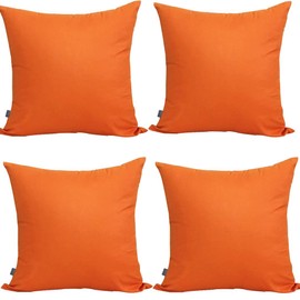 4-Pack Cotton Comfortable Solid Decorative Throw Pillow Case Square Cushion Cover Pillowcase (Cover Only,No Insert) (24x24 inch/ 60x60cm, Orange)