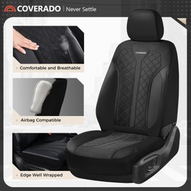 Coverado Front Seat Covers, Automotive Seat Covers 2 Seats, Leather Car Protectors 2-Pack, Auto Seat Covers Spill-Proof Design Universal Fit for SUV, Vans, Sedan, Truck