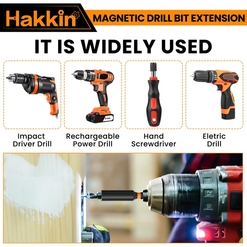 Hakkin Magnetic Bit Holder 5Pcs 60mm Impact Bit Holder S2