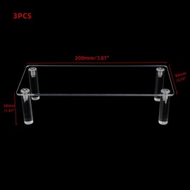 WDONAY 3 Pack Acrylic Shelves Clear Display Stand Riser Dessert Stands Perfume Stand Organizer Acrylic Stands for Display Food( 7.87"×3.15"×1.97", 1 Tier )